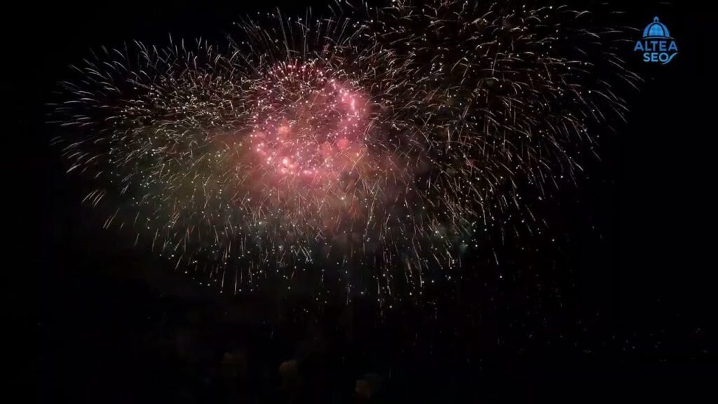 Fireworks over the sea during the Castell de l'Olla in Altea